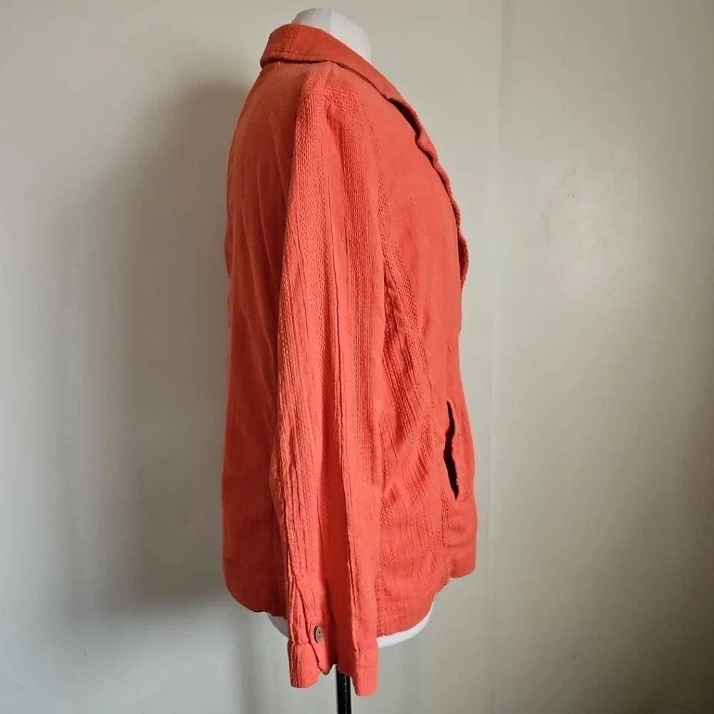 Free People Oversized Textured Jacket Blazer Coral With Pockets Size Small - Picture 5 of 15